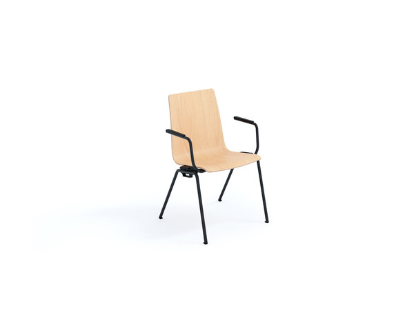 beWise chair on four metal legs, plywood shell