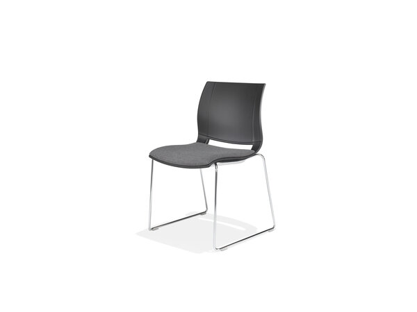 uni_verso chair on sled metal frame, plastic seat shell