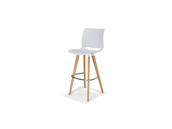 uni_verso stool on 4 wooden legs, plastic seat shell