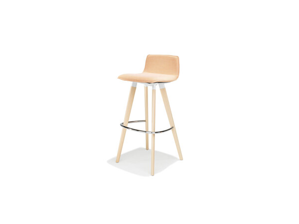 uni_verso stool on 4 wooden legs, upholstered seat shell