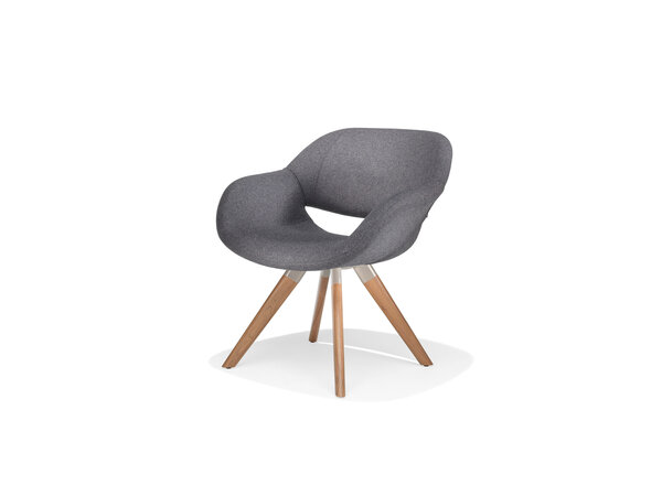 Volpe stool/armchair on 4 wooden legs
