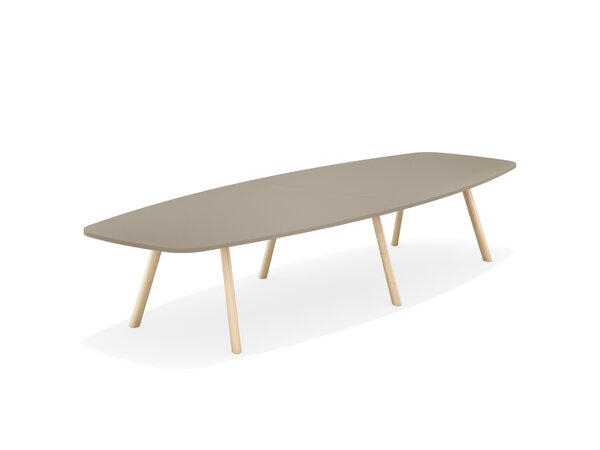 Creva desk Tisch koggenförmig, ohne oder mit Plattenfuge