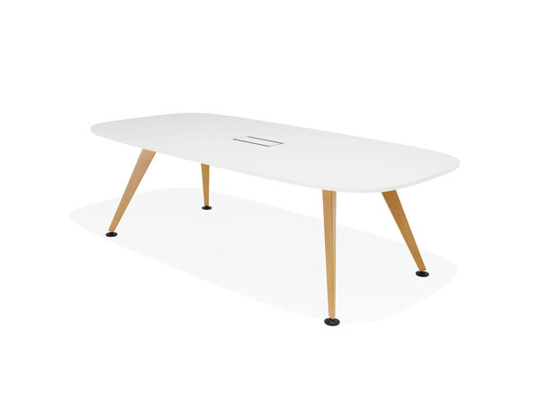 Comta stadium-shaped table with wooden legs