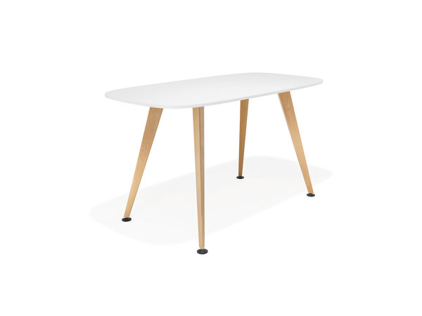 Comta stadium-shaped bar table with wooden legs